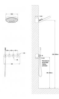 Душевая система скрытого монтажа Grocenberg GB5020CR с Термостатом Vernet (Франция) Хром